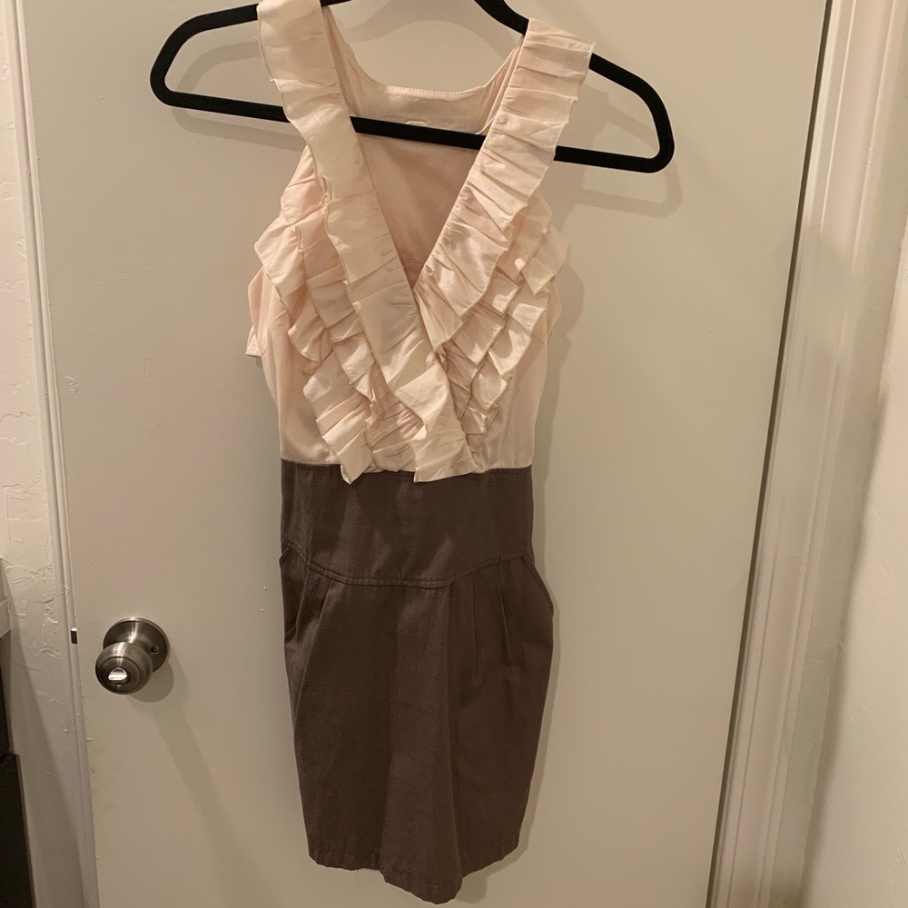 Ivory and brown dress